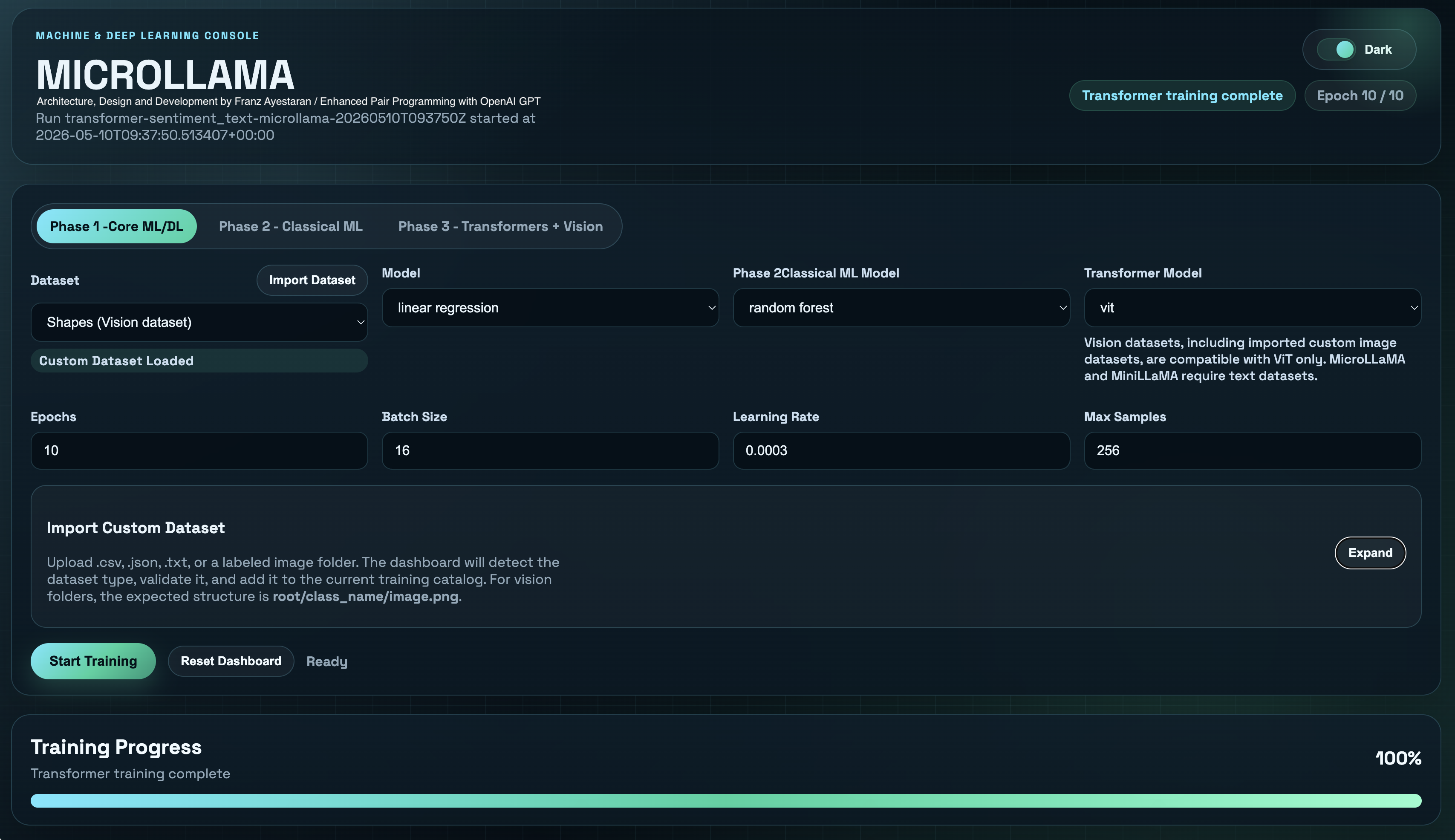 Machine & Deep Learning Console